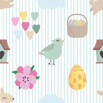 Seamless repeating pattern celebrating festive easter during spring Stock Illustration