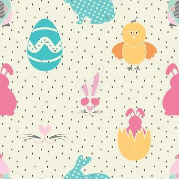 Seamless repeating pattern celebrating festive easter during spring Stock Illustration