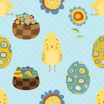 Seamless repeating pattern celebrating festive easter during spring Stock Illustration