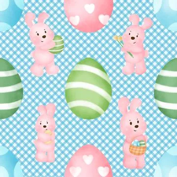 Seamless repeating pattern celebrating festive easter during spring Stock Illustration