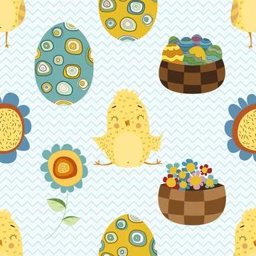 Seamless repeating pattern celebrating festive easter during spring イラスト素材