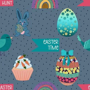 Seamless repeating pattern celebrating festive easter during spring Stock Illustration