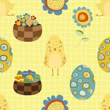 Seamless repeating pattern celebrating festive easter during spring Stock Illustration