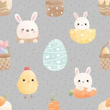 Seamless repeating pattern celebrating festive easter during spring 스톡 일러스트