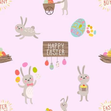 Seamless repeating pattern celebrating festive easter during spring Stock Illustration