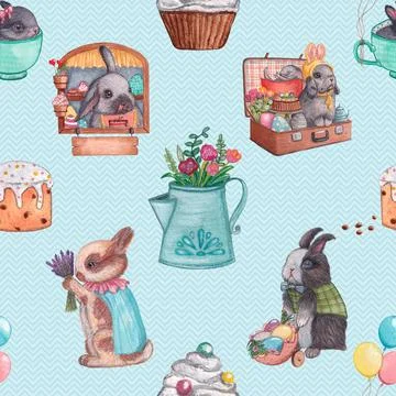 Seamless repeating pattern celebrating festive easter during spring Stock Illustration