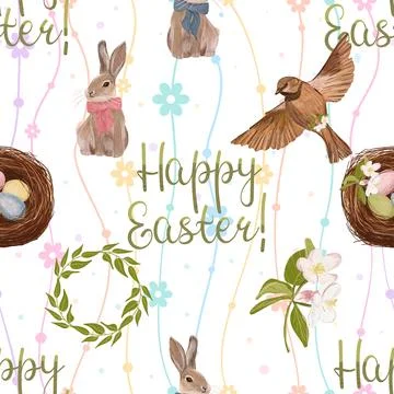 Seamless repeating pattern celebrating festive easter during spring 스톡 일러스트