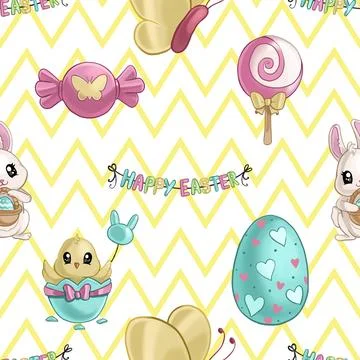 Seamless repeating pattern celebrating festive easter during spring Stock Illustration