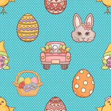 Seamless repeating pattern celebrating festive easter during spring 스톡 일러스트