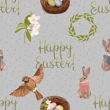 Seamless repeating pattern celebrating festive easter during spring Stock Illustration