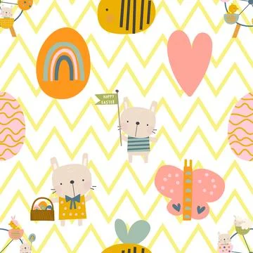 Seamless repeating pattern celebrating festive easter during spring イラスト素材