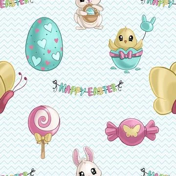 Seamless repeating pattern celebrating festive easter during spring Stock Illustration