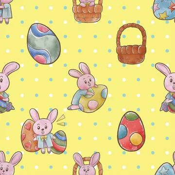 Seamless repeating pattern celebrating festive easter during spring Stock Illustration