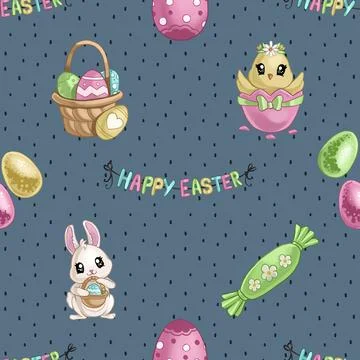 Seamless repeating pattern celebrating festive easter during spring Stock Illustration
