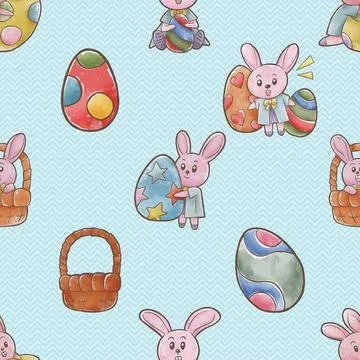 Seamless repeating pattern celebrating festive easter during spring イラスト素材