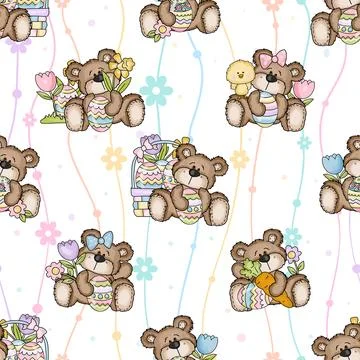 Seamless repeating pattern celebrating festive easter during spring Stock Illustration