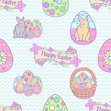 Seamless repeating pattern celebrating festive easter during spring 스톡 일러스트