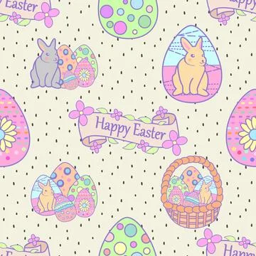 Seamless repeating pattern celebrating festive easter during spring Stock Illustration