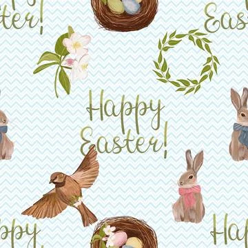 Seamless repeating pattern celebrating festive easter during spring 스톡 일러스트