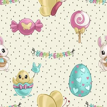 Seamless repeating pattern celebrating festive easter during spring Stock Illustration