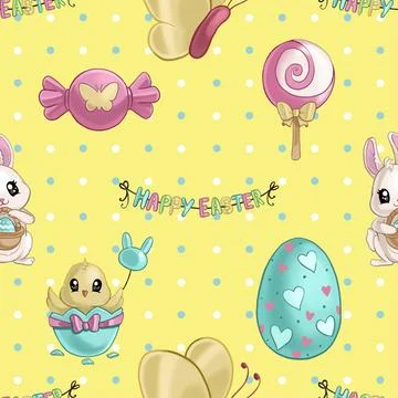 Seamless repeating pattern celebrating festive easter during spring 스톡 일러스트