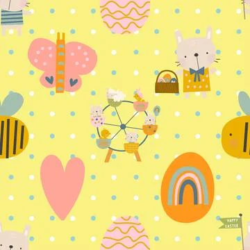 Seamless repeating pattern celebrating festive easter during spring イラスト素材