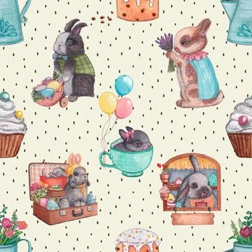Seamless repeating pattern celebrating festive easter during spring 스톡 일러스트