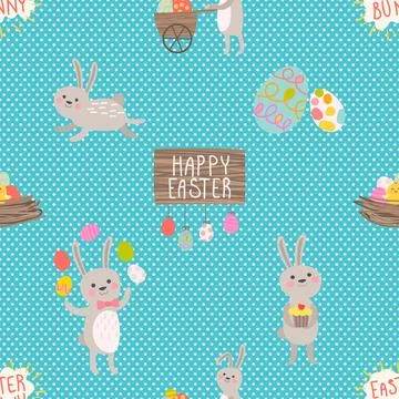 Seamless repeating pattern celebrating festive easter during spring Stock Illustration