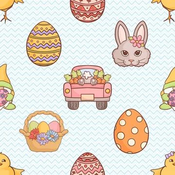 Seamless repeating pattern celebrating festive easter during spring Stock Illustration