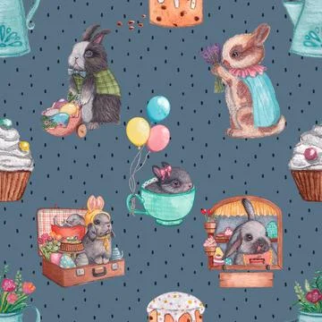 Seamless repeating pattern celebrating festive easter during spring Stock Illustration