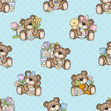 Seamless repeating pattern celebrating festive easter during spring Stock Illustration