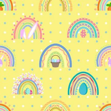 Seamless repeating pattern celebrating festive easter during spring 스톡 일러스트
