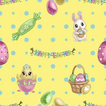 Seamless repeating pattern celebrating festive easter during spring イラスト素材
