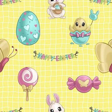Seamless repeating pattern celebrating festive easter during spring Stock Illustration