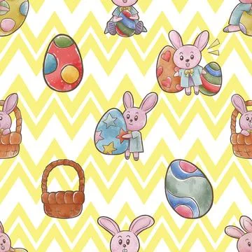 Seamless repeating pattern celebrating festive easter during spring 스톡 일러스트