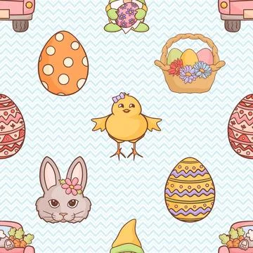 Seamless repeating pattern celebrating festive easter during spring Stock Illustration