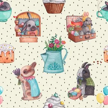 Seamless repeating pattern celebrating festive easter during spring 스톡 일러스트