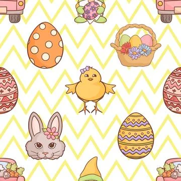 Seamless repeating pattern celebrating festive easter during spring Stock Illustration