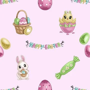 Seamless repeating pattern celebrating festive easter during spring Stock Illustration