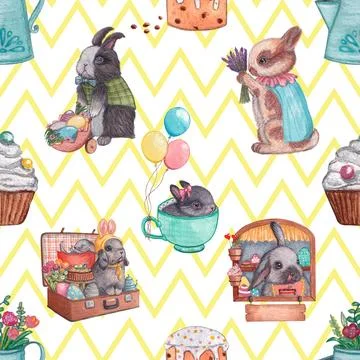 Seamless repeating pattern celebrating festive easter during spring 스톡 일러스트