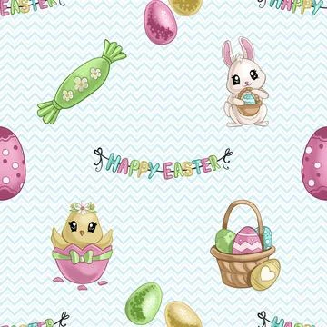 Seamless repeating pattern celebrating festive easter during spring 스톡 일러스트