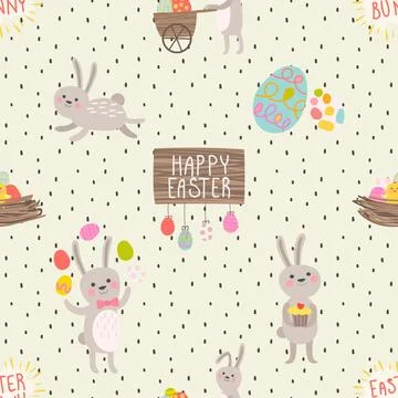 Seamless repeating pattern celebrating festive easter during spring 스톡 일러스트