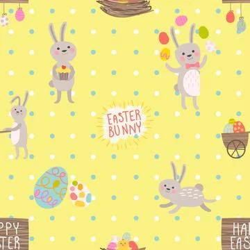 Seamless repeating pattern celebrating festive easter during spring Stock Illustration
