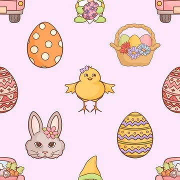Seamless repeating pattern celebrating festive easter during spring 스톡 일러스트