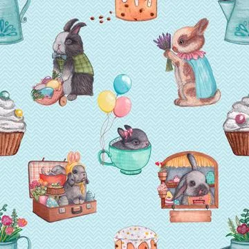 Seamless repeating pattern celebrating festive easter during spring Illustrazione stock