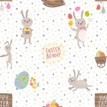 Seamless repeating pattern celebrating festive easter during spring Stock Illustration