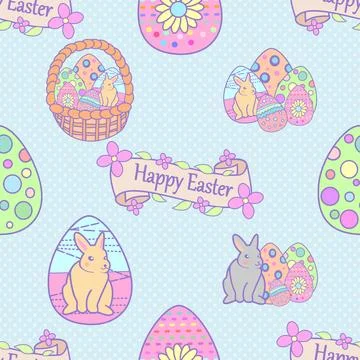 Seamless repeating pattern celebrating festive easter during spring 스톡 일러스트