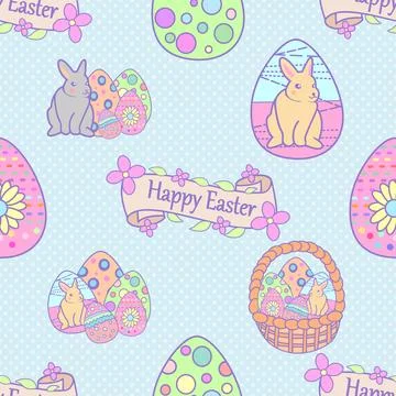 Seamless repeating pattern celebrating festive easter during spring 스톡 일러스트