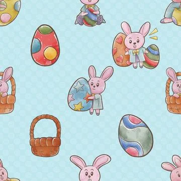 Seamless repeating pattern celebrating festive easter during spring 스톡 일러스트