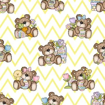 Seamless repeating pattern celebrating festive easter during spring 스톡 일러스트